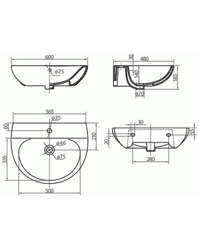 Раковина 60х48 см Kolo Runa L81160000