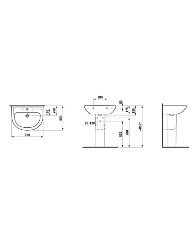Раковина 65x50 см Laufen Pro B 8.1095.3.000.104.1