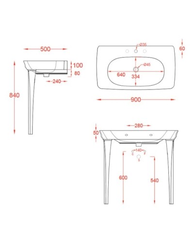 Раковина 90x50 см Artceram Civitas CIL002 01 00 bix1