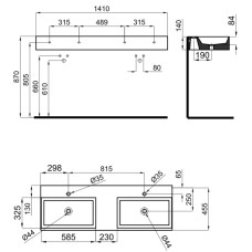 Раковина 141x48 см Noken Essence C N372769968