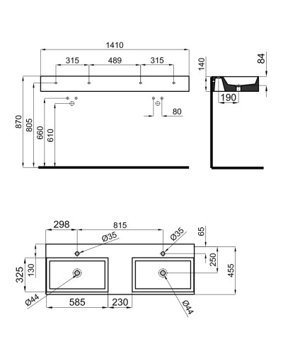 Раковина 141x48 см Noken Essence C N372769968