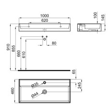 Раковина 100x46 см Noken Pure Line N372769960