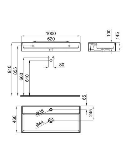 Раковина 100x46 см Noken Pure Line N372769960