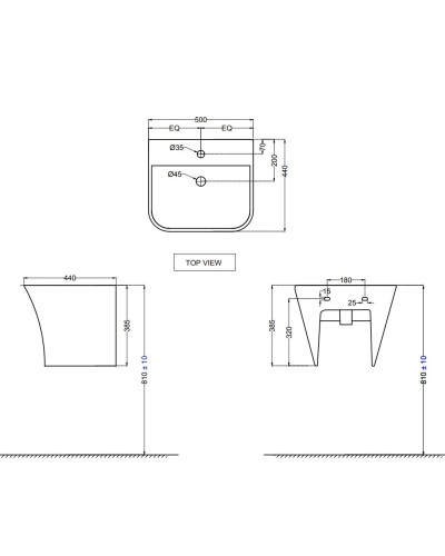 Раковина 50x44 см Jaquar Aria ARS-WHT-39803