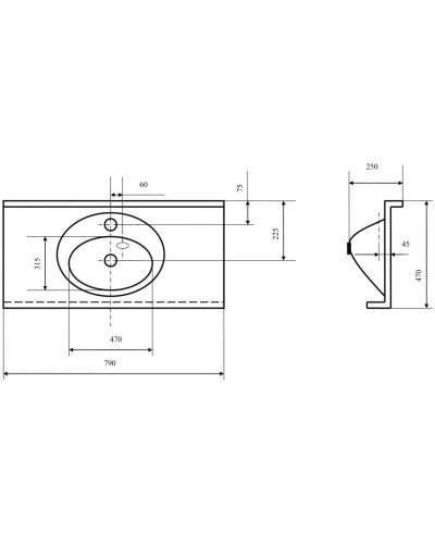 Раковина 79х47 см Акватон Отель 1A70063NOT010