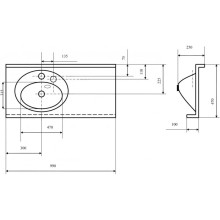 Раковина 99х47 см Акватон Отель 1A70083NOT01R