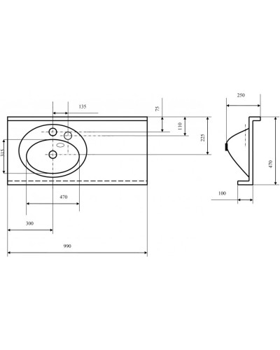 Раковина 99х47 см Акватон Отель 1A70083NOT01R