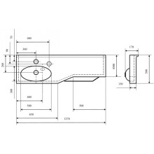 Раковина 127х50 см Акватон Отель 1A70123WOT01R