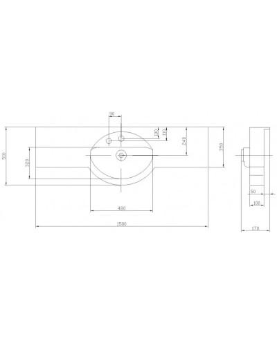 Раковина 150х51 см Акватон Отель 1A70133NOT010