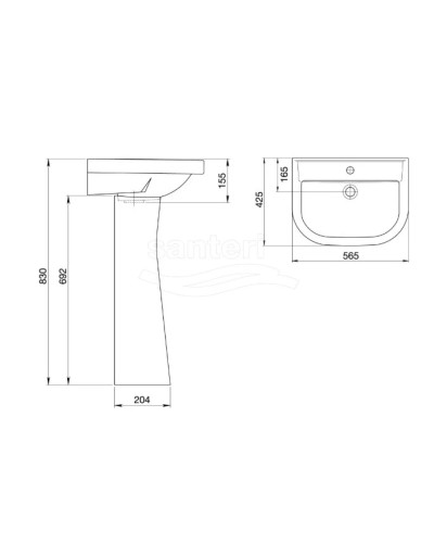 Раковина 56,5х42,5 см Santeri Pro 1.3115.5.S00.10B.0