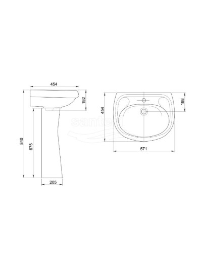 Раковина 57,1х45,4 см без отверстия под смеситель Santeri Vorotinsky 1.3111.7.S07.00B.0