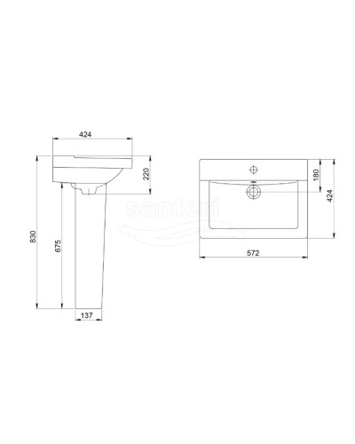 Раковина 57,2х42,4 см Santeri Orion 1.3110.8.S03.11B.0