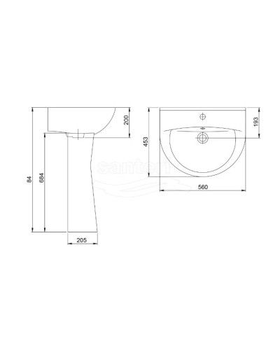 Раковина 56х45,3 см Santeri Victoria 1.3111.6.S01.11B.0
