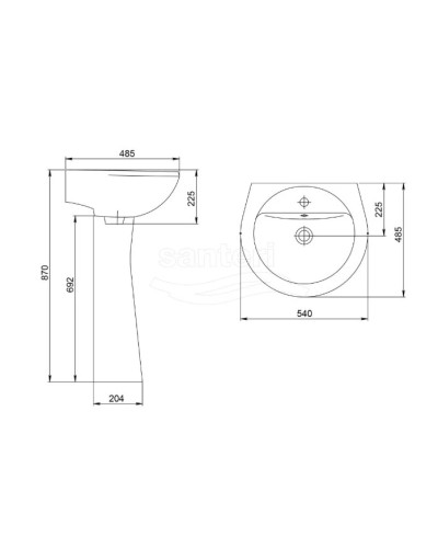 Раковина 54х48,5 см Santeri Sonata 1.3111.2.S06.11B.0