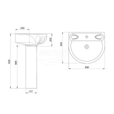 Раковина 58х50 см без отверстия под смеситель Santeri Lotos 1.3110.6.S00.00B.0