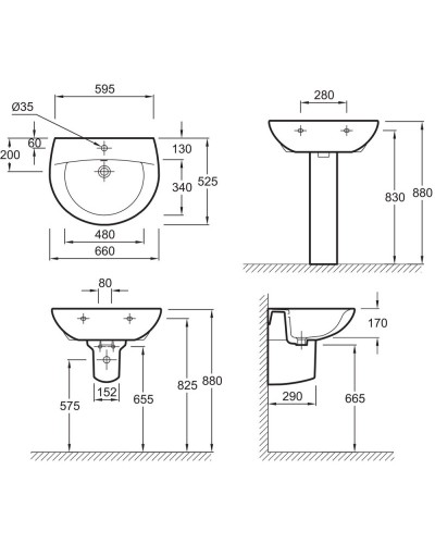 Раковина подвесная 66 см Jacob Delafon Patio E1998G-00
