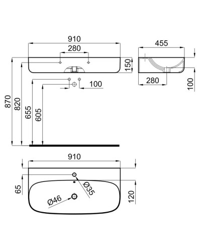 Раковина 91х45,5 см Noken Arquitect N390000063