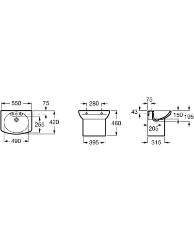 Настенная керамическая раковина 55 см Roca Dama Senso 327513000