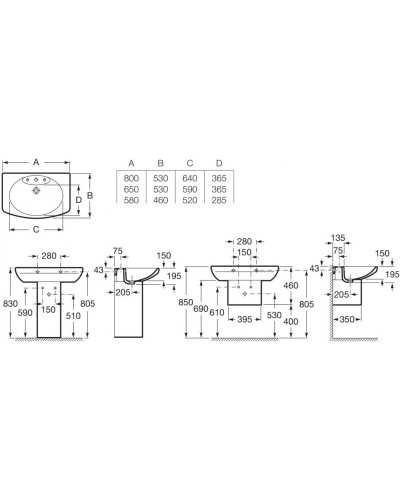 Раковина 80х53 см Roca Dama Senso 327510000