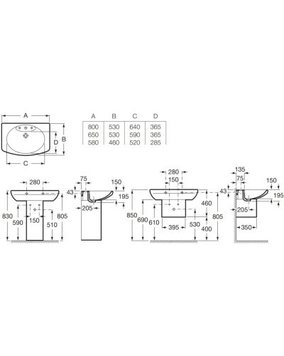 Раковина 65х53 см Roca Dama Senso 327511000
