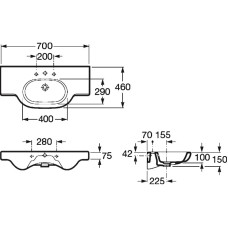 Настенная керамическая раковина 70 см  Roca Meridian 327240000