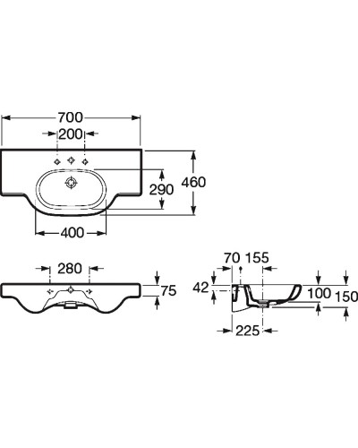 Настенная керамическая раковина 70 см  Roca Meridian 327240000