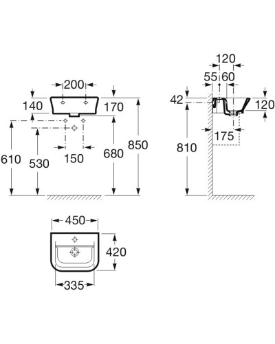 Раковина 45х42 см Roca The Gap 327477000