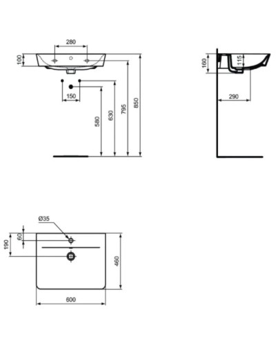 Раковина 60х46 см Ideal Standard Connect Air E0298V3