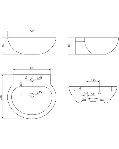 Раковина 54х49 см BelBagno Sabrina BB122L
