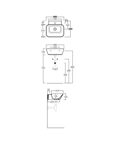 Раковина 48x43 см Simas Wave WA08 bix1