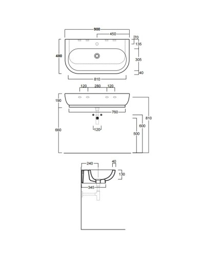 Раковина 90x48 см Simas E-Line EL11bix0