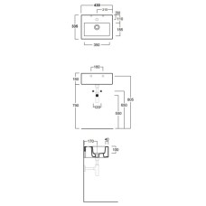 Раковина 43x33,5 см Simas Frozen FZ14nerox1