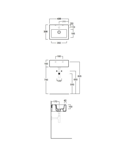 Раковина 43x33,5 см Simas Frozen FZ14nerox1