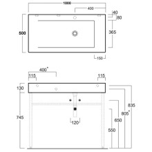 Раковина 100x50 см Simas Frozen FZ12bix1