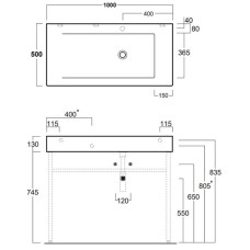 Раковина 100x50 см Simas Frozen FZ12bix1