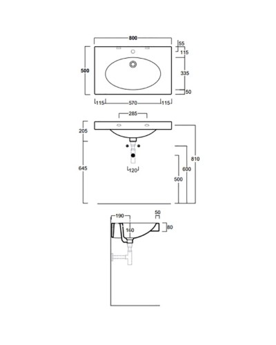 Раковина 80x50 см Simas Lft Spazio LFT44nerox1