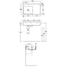 Раковина 75x45 см Simas Lavabi d'arredo QU75Sx1 bi