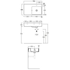 Раковина 75x45 см Simas Lavabi d'arredo QU75Dx1 bi