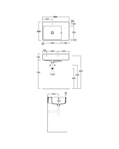 Раковина 65x45 см Simas Lavabi d'arredo QU65Sx1 bi