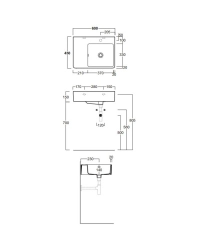 Раковина 60x45 см Simas Lavabi d'arredo QU60Dx1 bi