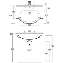 Раковина 78x51 см Simas Lavabi d'arredo TOP 63 bix1