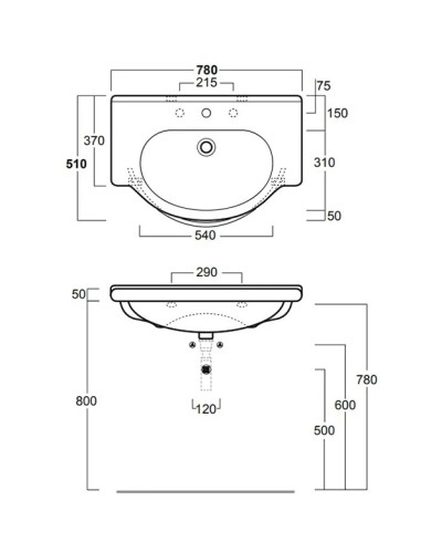 Раковина 78x51 см Simas Lavabi d'arredo TOP 63 bix1