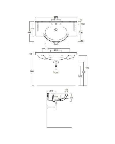 Раковина 105x51 см Simas Lavabi d'arredo TOP 60 bix1