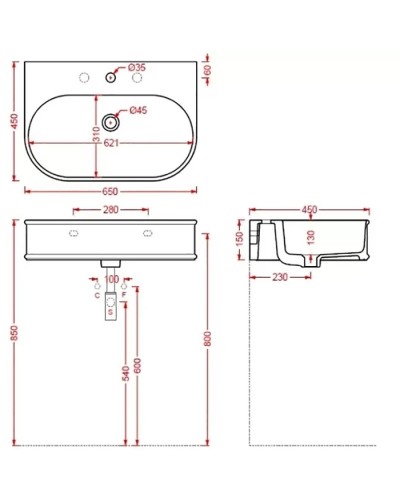 Раковина 65x45 см Artceram Atelier ATL003 05 00 x1