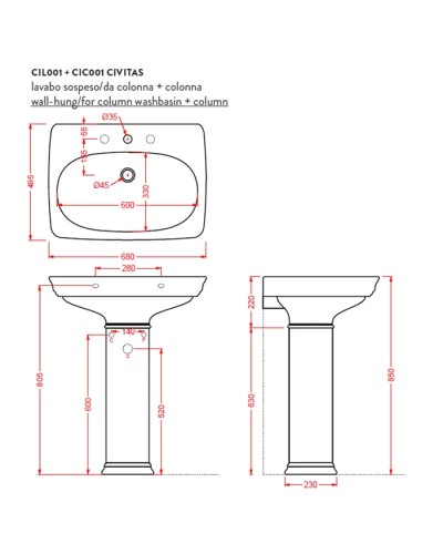 Раковина 68x49,5 см Artceram Civitas CIL001 01 00 x1