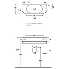 Раковина 70х27 см Globo Forty3 SCT70.BIx1dx