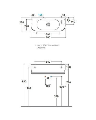 Раковина 70х27 см Globo Forty3 SCT70.BIx1dx