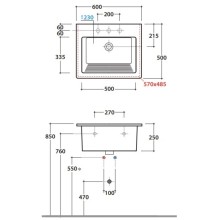 Раковина 60х50 см Globo Forty3 FO063.BIx1