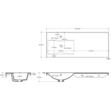 Раковина над стиральной машиной 120х48,5 см Onika 612001