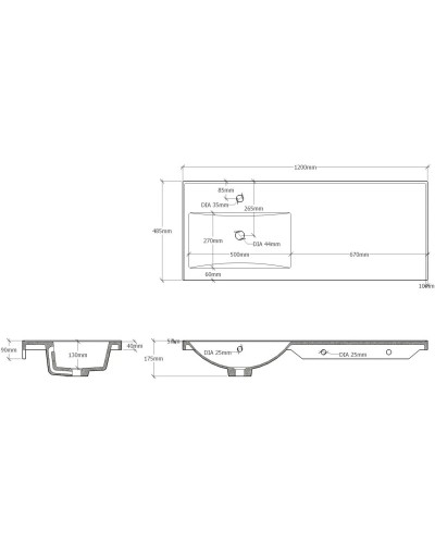 Раковина над стиральной машиной 120х48,5 см Onika 612001